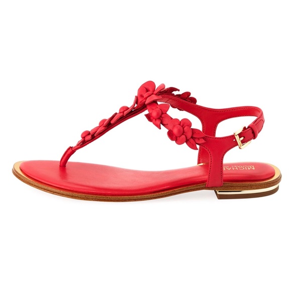 RELISTED SIZE 10 Michael Kors | Flower Leather Thong Sandal - Picture 3 of 8